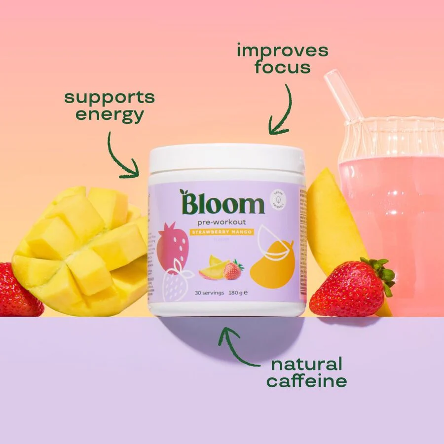 Bloom pre-workout strawberry mango kosttilskudd 180 g - Image 2