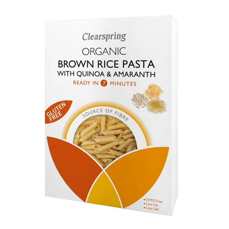 Clearspring økologisk brunris pasta med erter & quinoa 250 g
