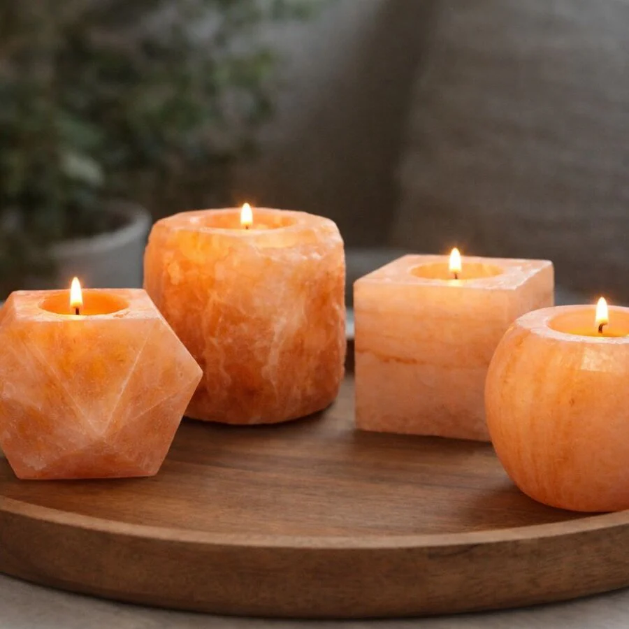 Goodlife himalayan salt candle holder crafted square - Image 2