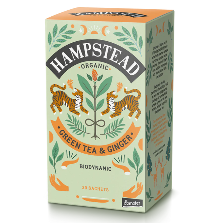 Hampstead Tea økologisk green tea ginger tea 20 poser
