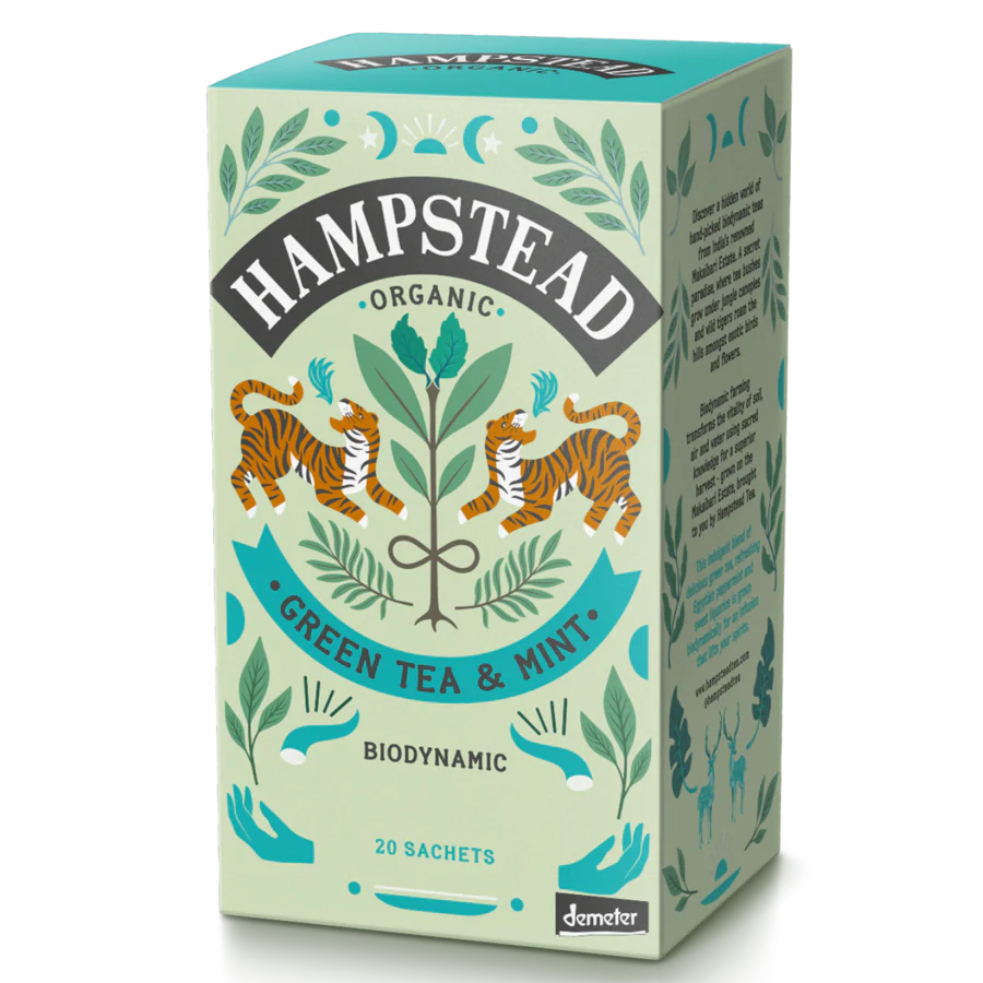 Hampstead Tea økologisk grønn te med mint 20 poser