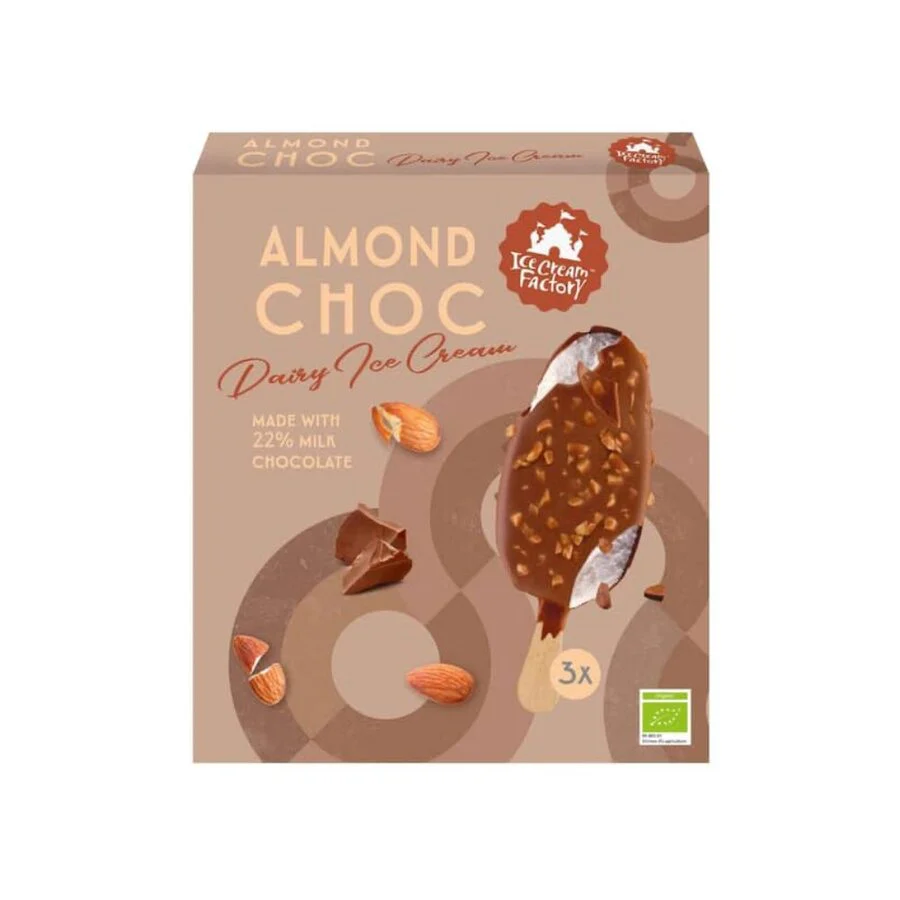 Ice Cream Factory almond choc økologisk ispinne 3x100ml