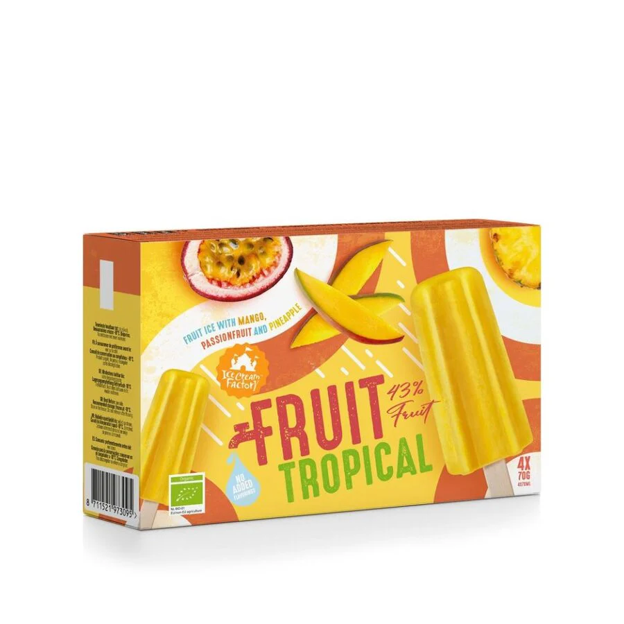 Ice Cream Factory fruit tropical økologisk saftis 4x70ml