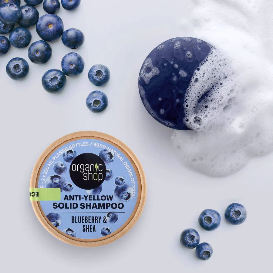 Organic Shop anti yellow shampoo bar blueberry & shea 60 g - Image 3