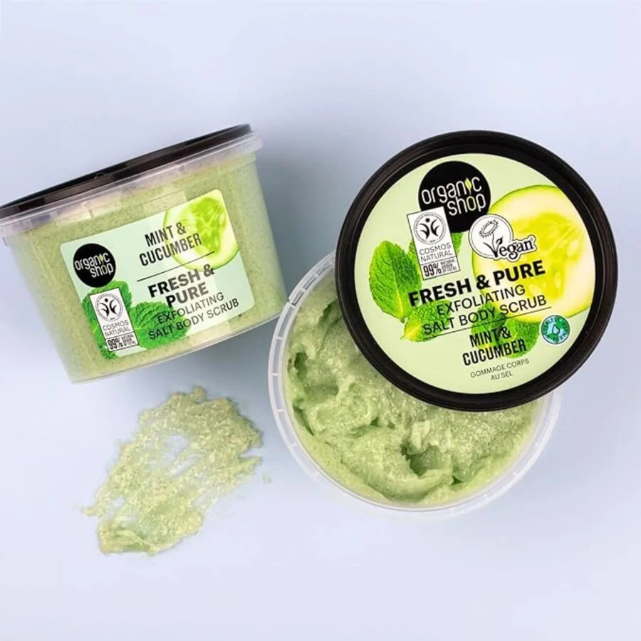 Organic Shop body scrub mint & cucumber 250 ml - Image 2
