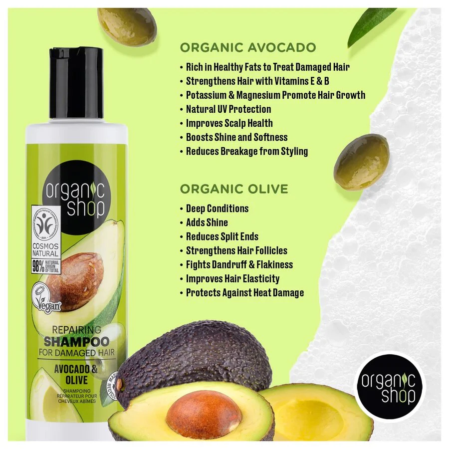 Organic Shop repairing shampoo avocado & olive 280 ml - Image 2