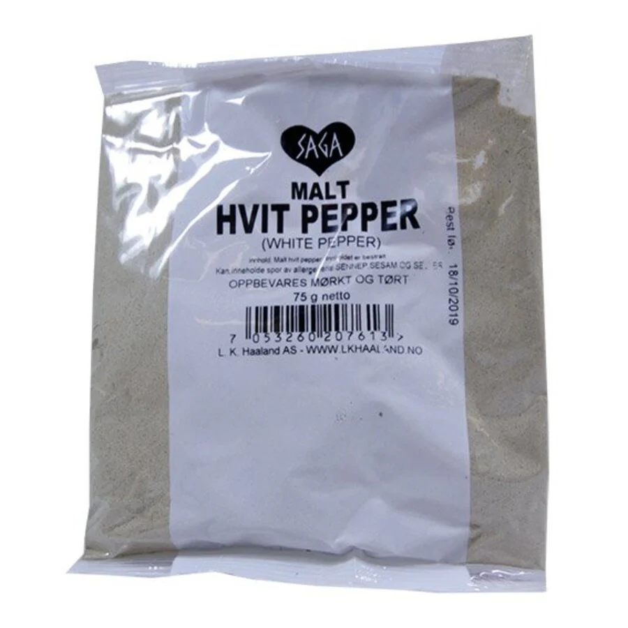 Saga hvit pepper malt 50 g