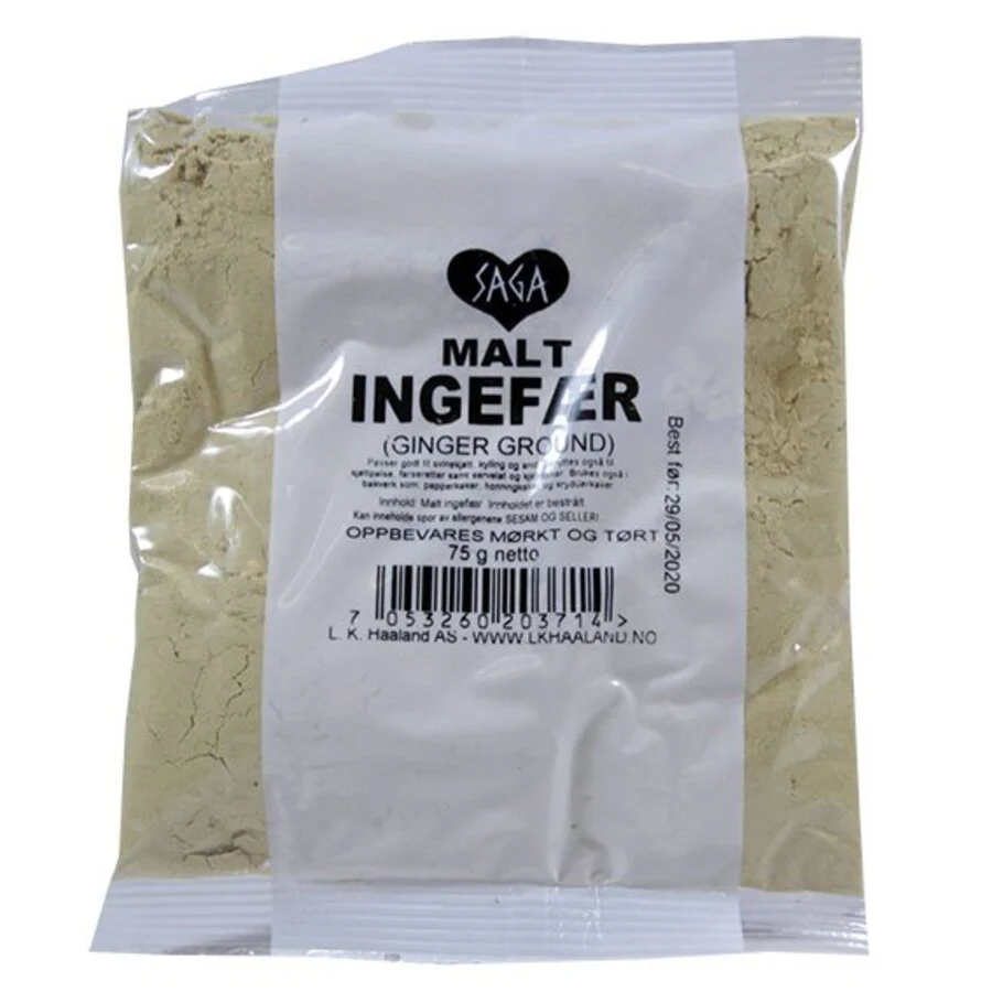 Saga malt ingefær pose 50 g