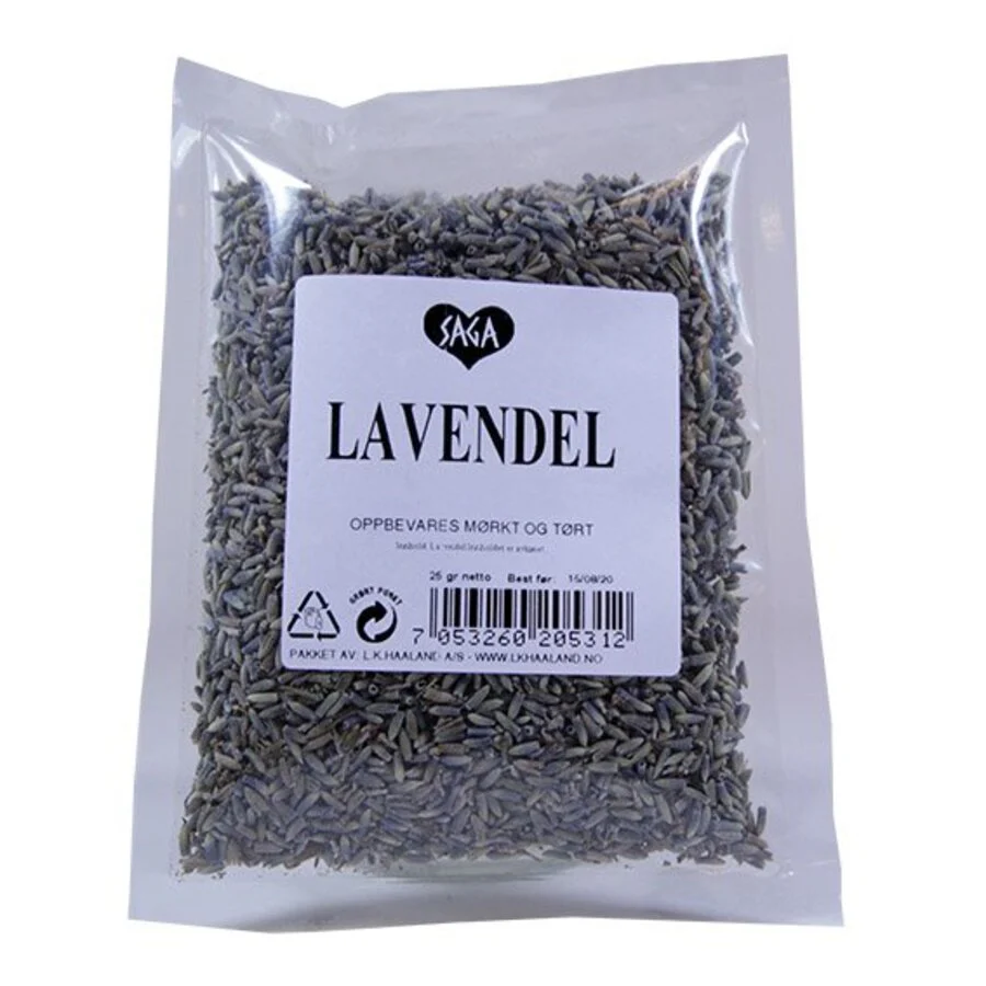 Saga tørket lavendelblomst pose 10 g