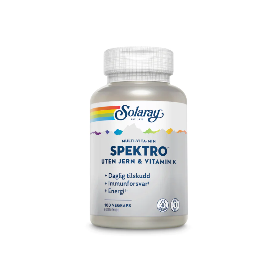 Solaray spektro uten jern & vitamin K 100 kapsler