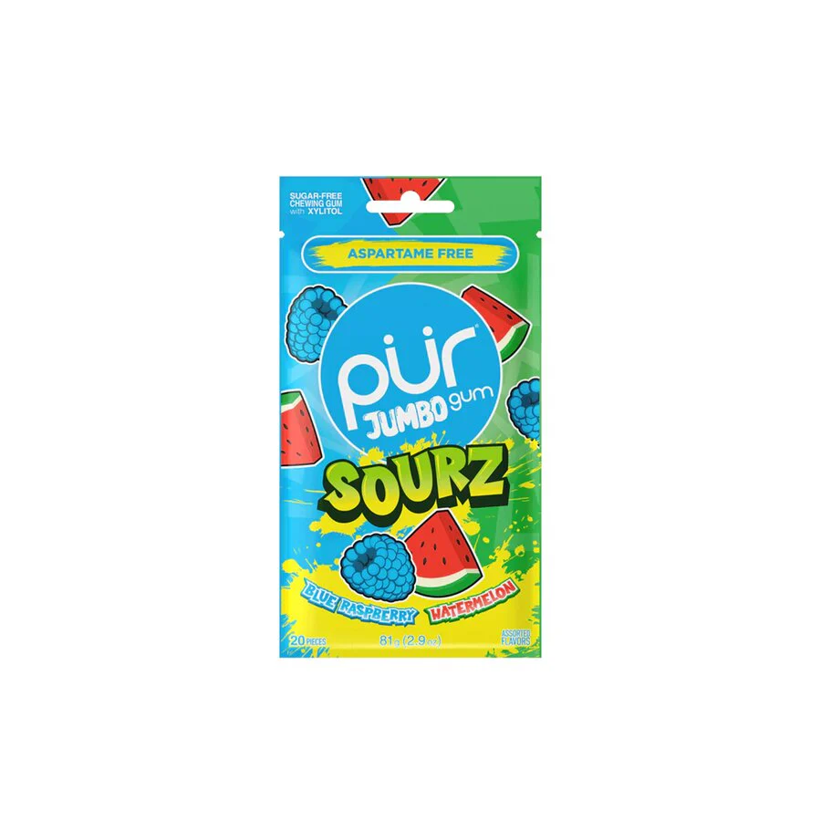 The Pur jumbo gum blue raspberry & watermelon 20 stk