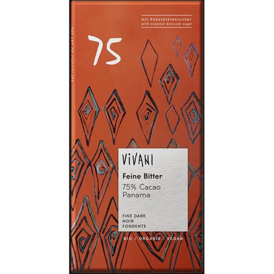 Vivani 75% mørk sjokolade 80 gr